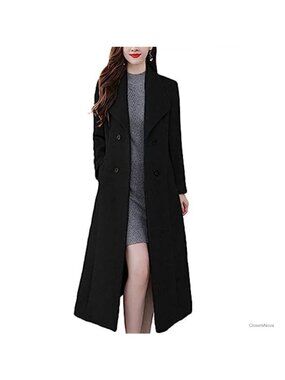 Women's Wool Blend Maxi Pea Coat Double Breasted Shawl Collar Winter